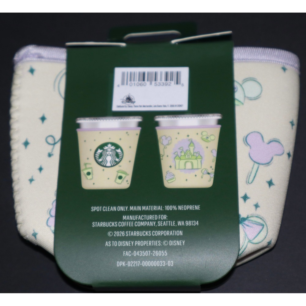 Disney Parks x Starbucks Fabric Cup Sleeve Mickey Treats Castle 16 oz NEW
